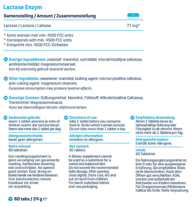 Lactase Enzym Nutritional Information 1