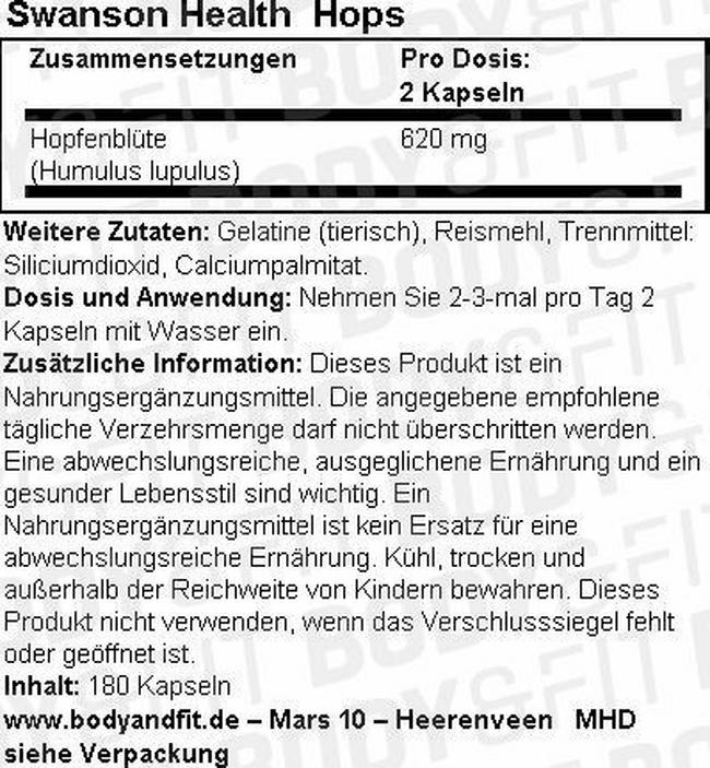 Hops Nutritional Information 1