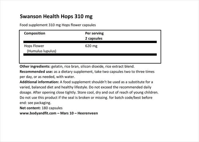 Hops Nutritional Information 1