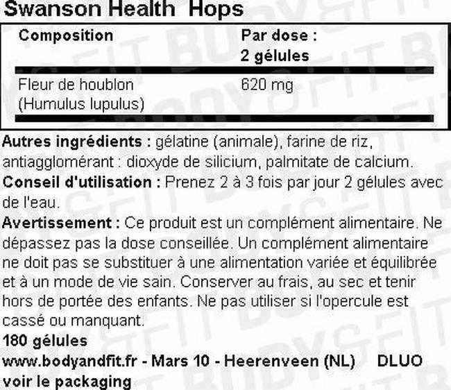 Hops (houblon) Nutritional Information 1