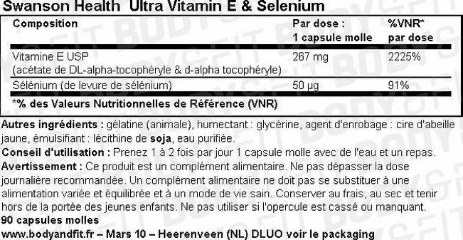 Ultra Vitamin E & Selenium Nutritional Information 1