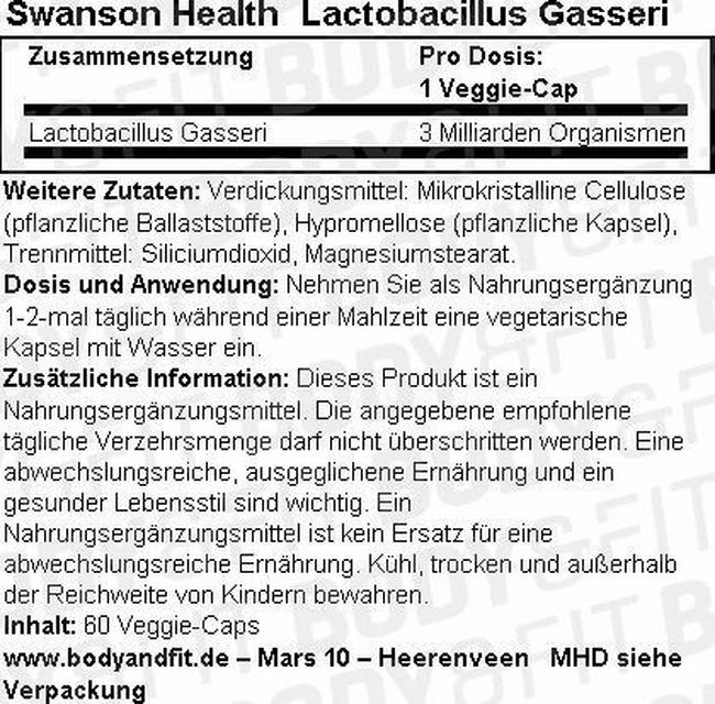 Lactobacillus Gasseri Nutritional Information 1