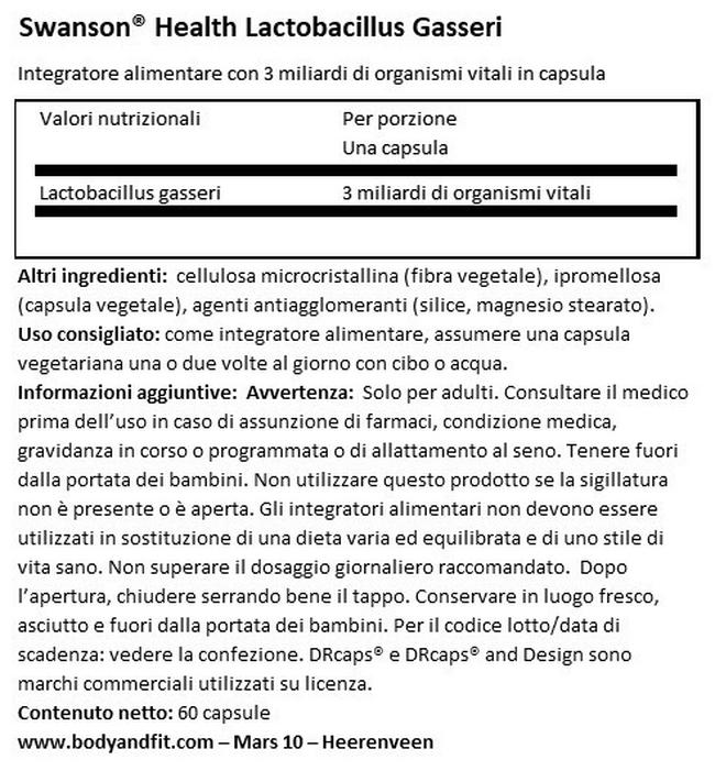 Lactobacillus Gasseri Nutritional Information 1