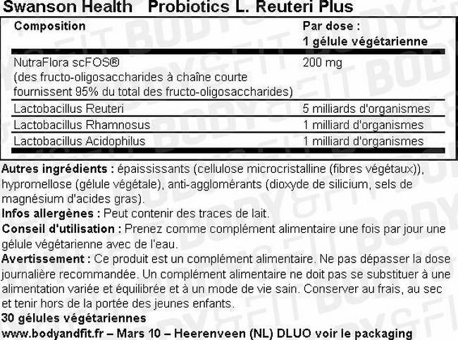 Probiotics L. Reuteri Plus Nutritional Information 1