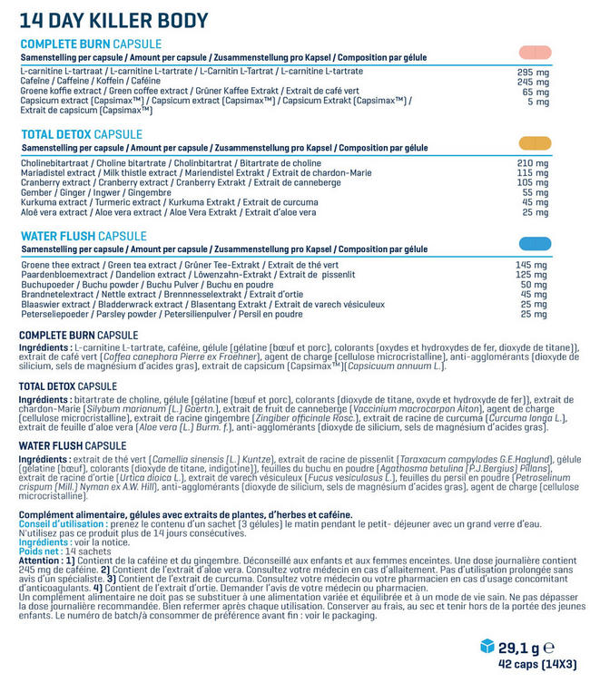 14 Day Killer Body Nutritional Information 1