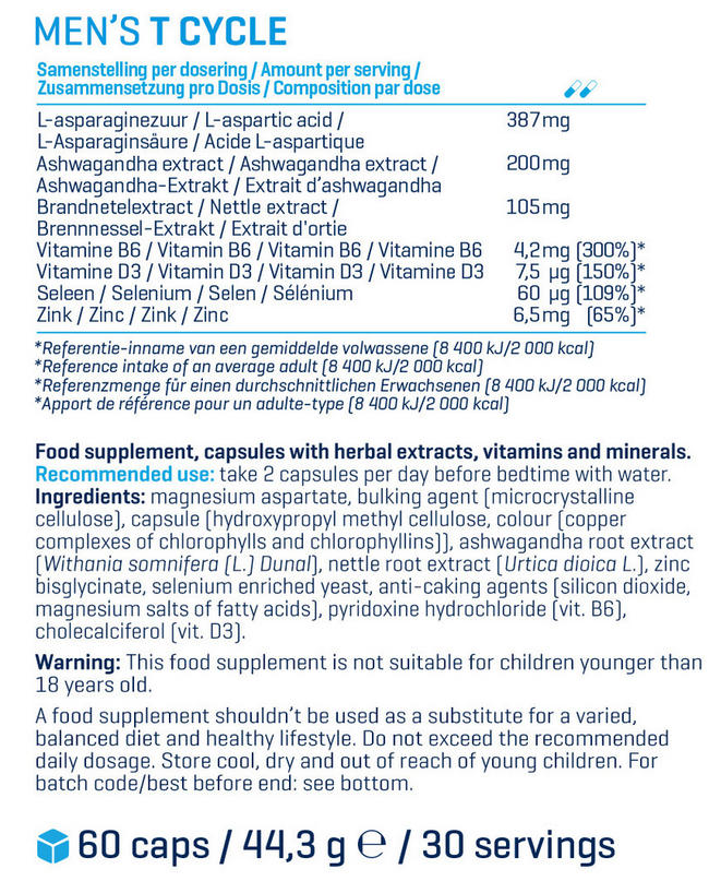 Men's T-Cycle Nutritional Information 1