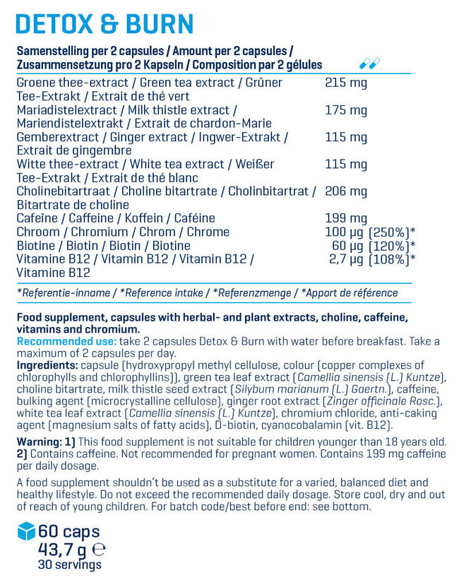 Detox & Burn Nutritional Information 1