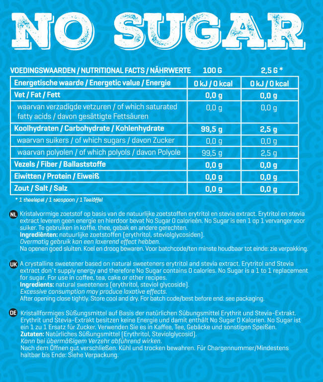 No Sugar Nutritional Information 1