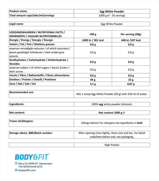 Egg White Protein Powder Nutritional Information 1