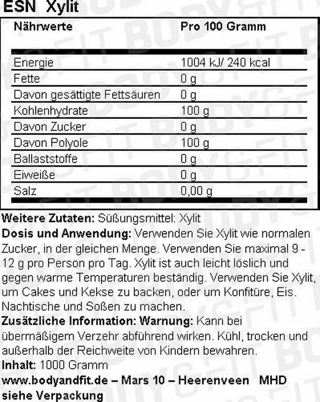 Xylit Nutritional Information 1