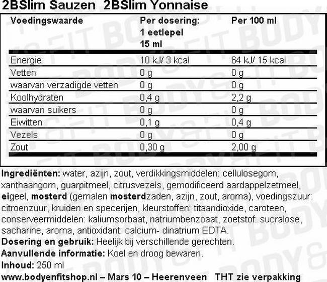 Yonnaise Nutritional Information 1