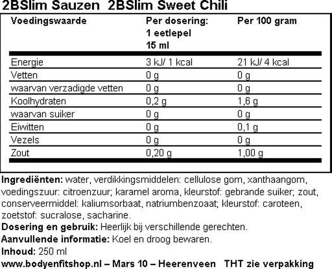 Sweet Chili Saus Nutritional Information 1