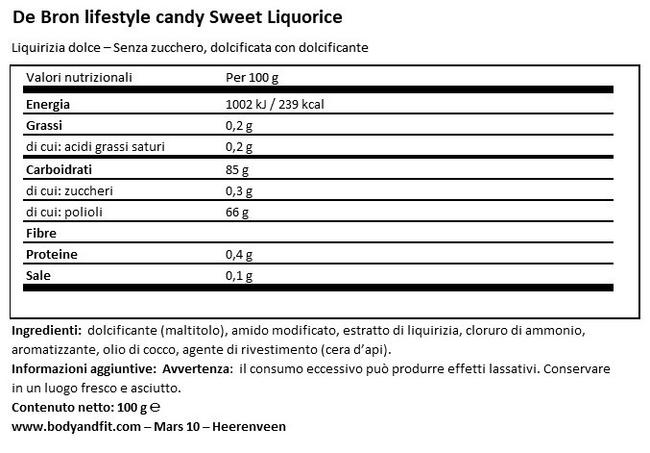 Liquirizia Dolce senza zucchero Nutritional Information 1
