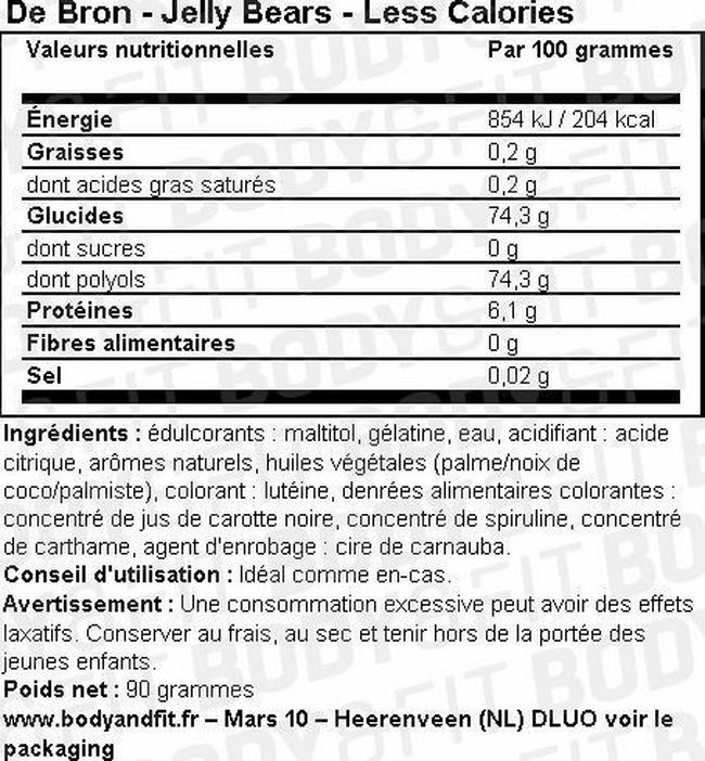 Jelly Bears - Less Calories Nutritional Information 1