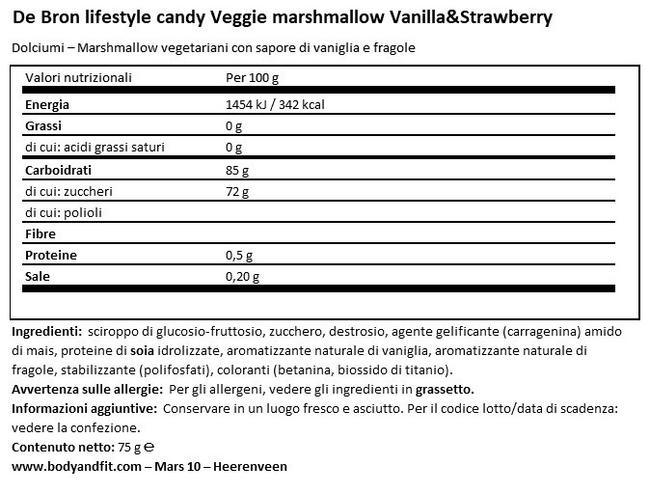 Marshmallow - Vegetariani Nutritional Information 1