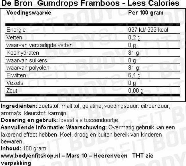 Gumdrops Framboos - Less Calories Nutritional Information 1