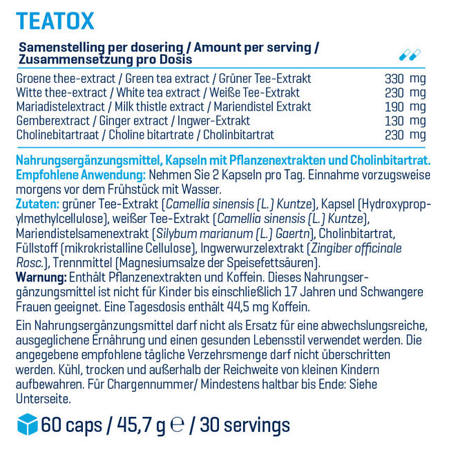TeaTox Nutritional Information 1