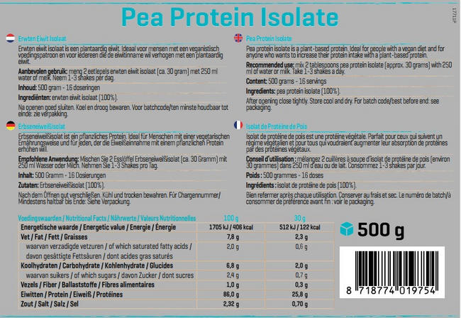 Erwten Proteïne Nutritional Information 1
