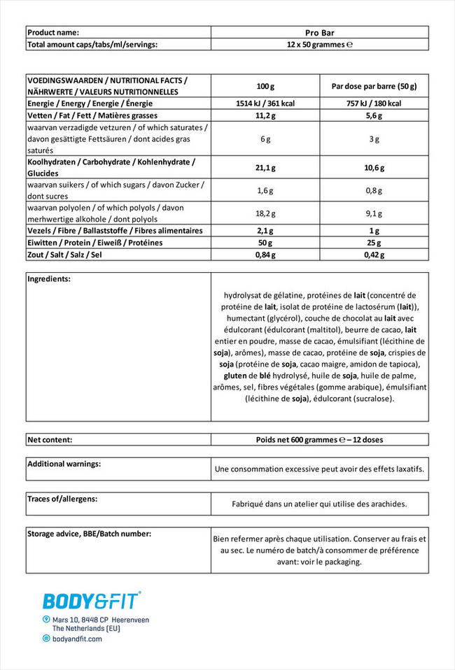 Pro Bar Nutritional Information 1