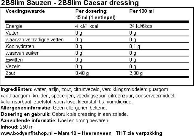 Caesar Dressing Nutritional Information 1