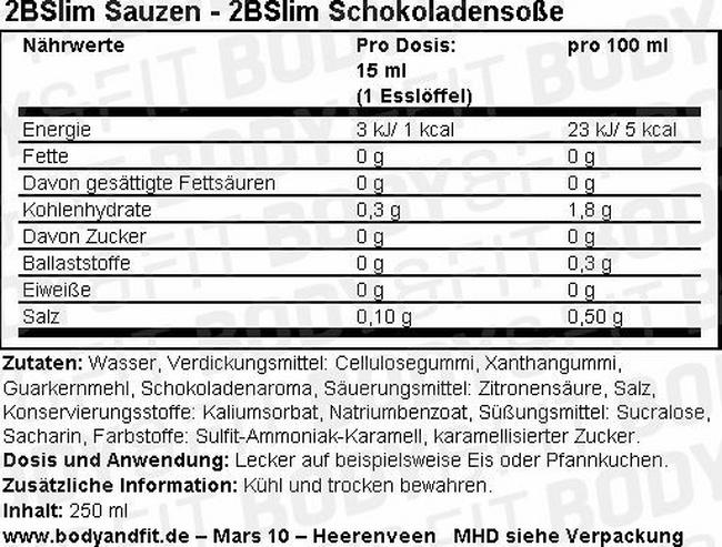 2BSlim Schokoladensoße Nutritional Information 1