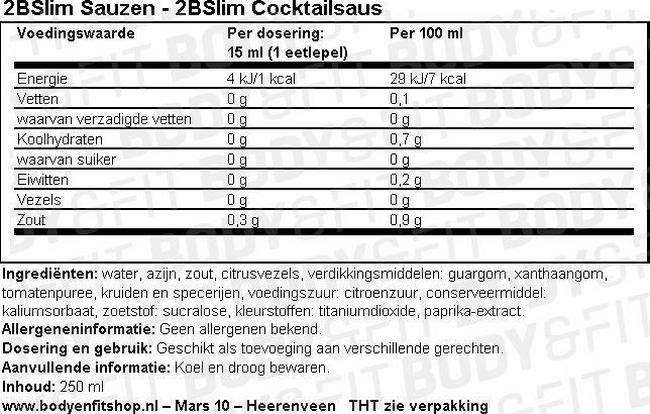 Cocktail Saus Nutritional Information 1