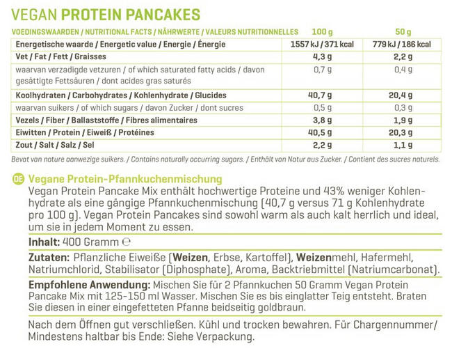 Vegan Protein Pancakes Nutritional Information 1
