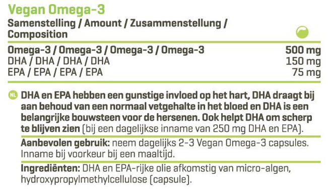 Vegan Omega-3 Nutritional Information 1