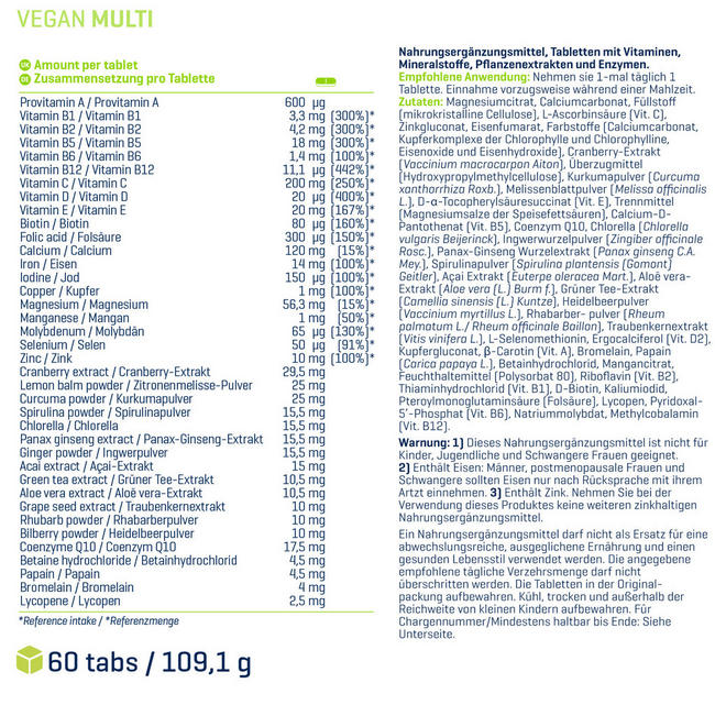 Vegan Multi Nutritional Information 1