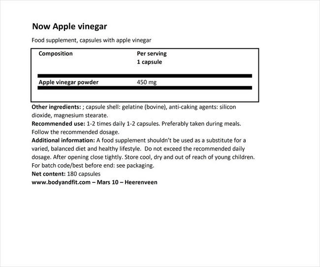 Apple Cider Vinegar Nutritional Information 1
