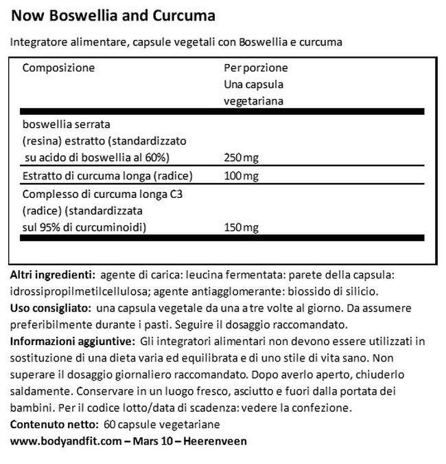Boswellia Extract 250mg Nutritional Information 1
