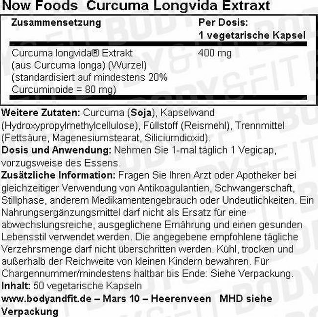 Curcuma Longvida Extract Nutritional Information 1