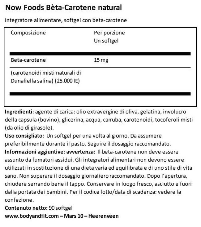 Beta-Carotene Nutritional Information 1