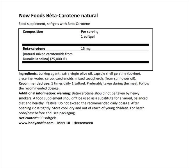 Beta-Carotene Nutritional Information 1