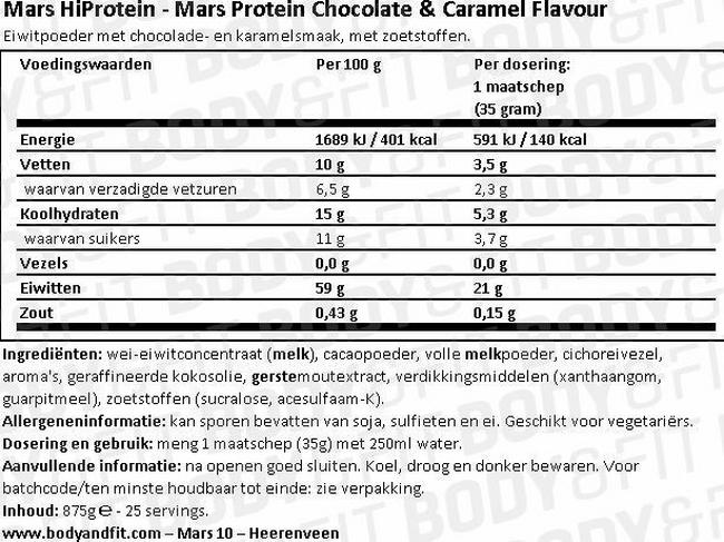 Mars Hiprotein Proteinriegel - Box (12X59g) Nutritional Information 1