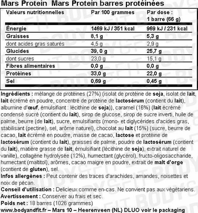 Mars HiProtein barres protéinées Nutritional Information 1