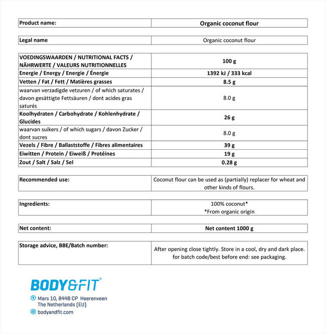 Coconut Flour Organic Nutritional Information 1