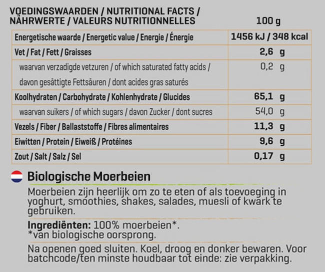 Moerbeien Biologisch Nutritional Information 1