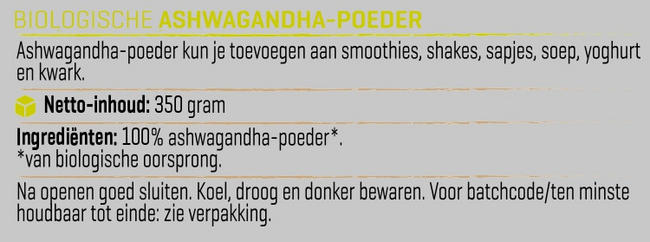 Ashwagandha Poeder Biologisch Nutritional Information 1