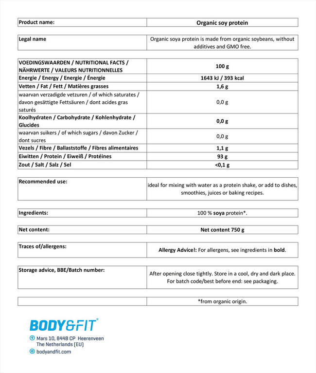 Organic Soy Protein Nutritional Information 1