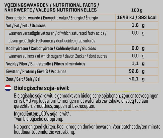 Proteine della Soia Bio Nutritional Information 1