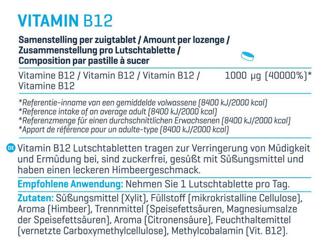 Vitamin B12 - Lutschtabletten Nutritional Information 1