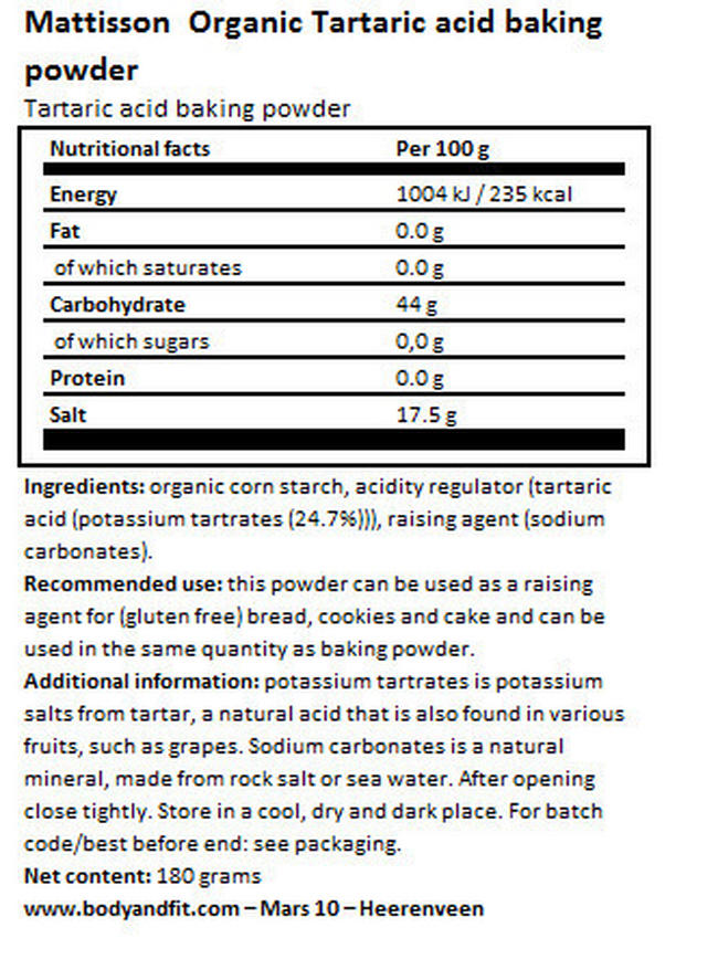 Winestone Baking Powder Nutritional Information 1