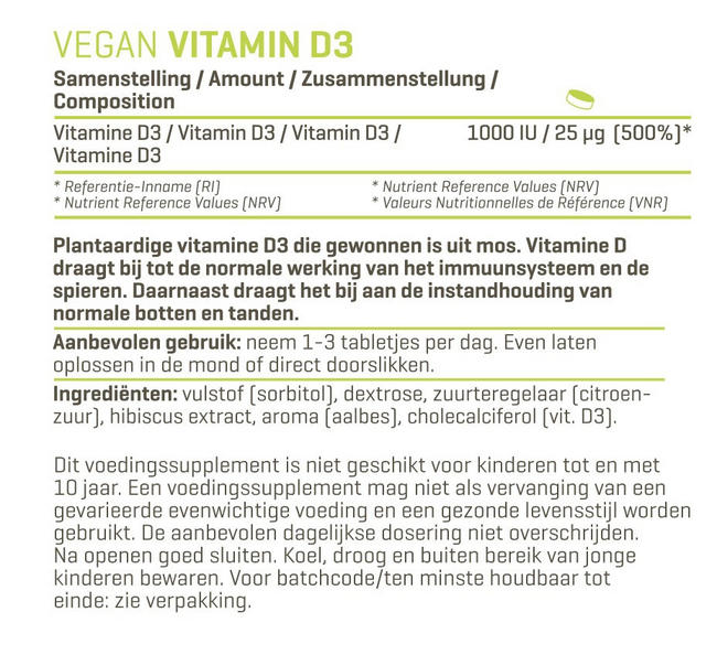 Vegan Vitamin D3 Nutritional Information 1