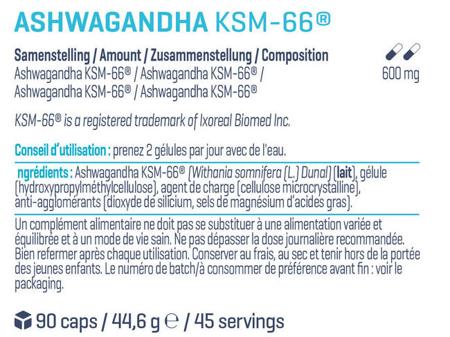 Ashwagandha KSM-66® Nutritional Information 1
