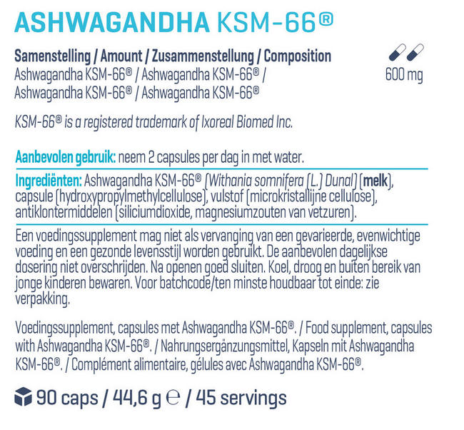 Ashwagandha KSM-66® Nutritional Information 1