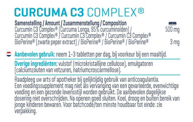 Curcuma C3 Complex Nutritional Information 1