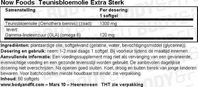 Teunisbloemolie Extra Sterk Nutritional Information 1