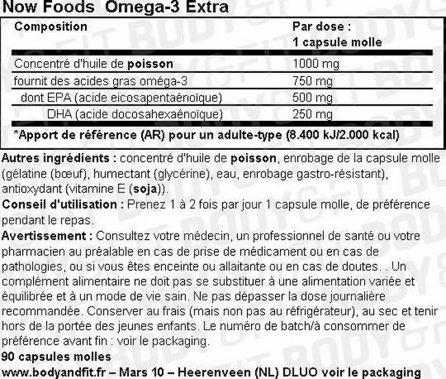 Capsules molles Omega-3 Extra Nutritional Information 1