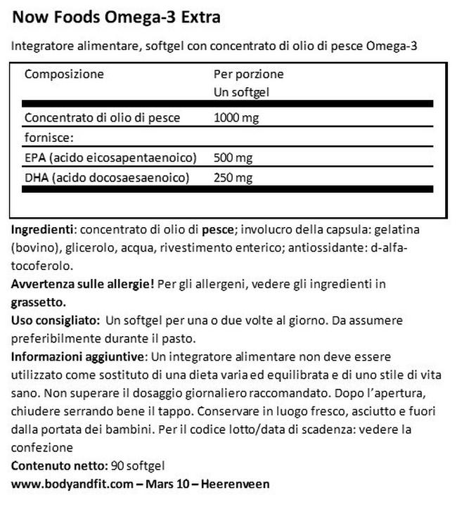 Omega-3 Extra Nutritional Information 1